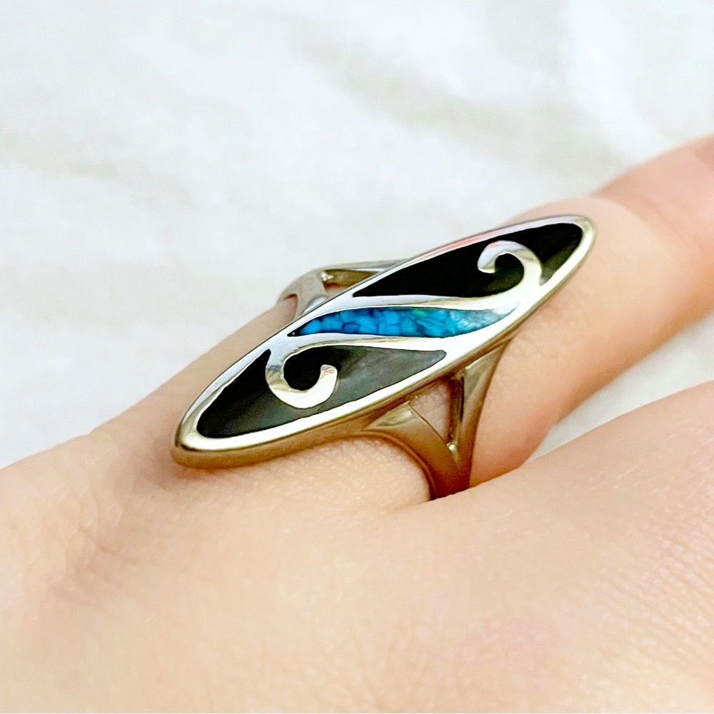 Turqoise Sterling Silver Long Boho Ring